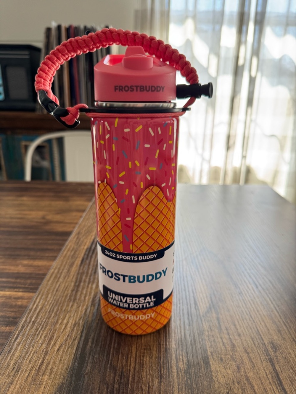 FrostBuddy Pink Kids Water Bottle with Straw Lid